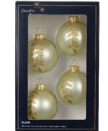 Glas Weihnachtskugeln "Blatt"- pastellgrün (4 Stk)