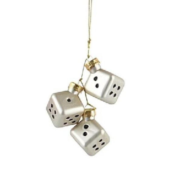 3er Set Weihnachtsanhänger "Würfel" 2,7x2,7cm - Weiß K129601-c