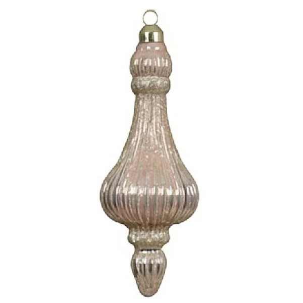 2er Set Weihnachtskugeln Glas 6x17cm - Creme