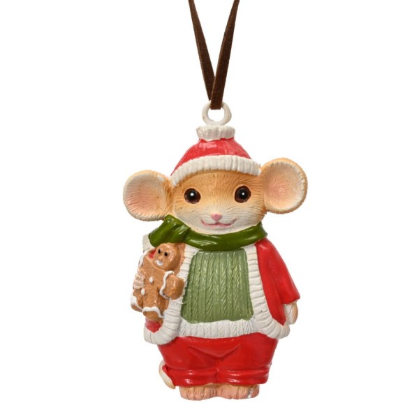 Weihnachtsanhaenger "Maus mit Lebkuchenmann" - 7cm K703716-d
