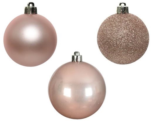 10er Set Weihnachtskugeln 6cm - Rosa