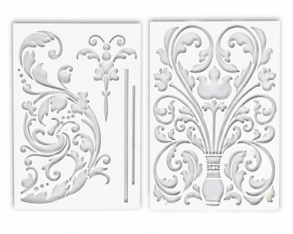 2er Set Schablonen "Vintage Ornament" Schablone057