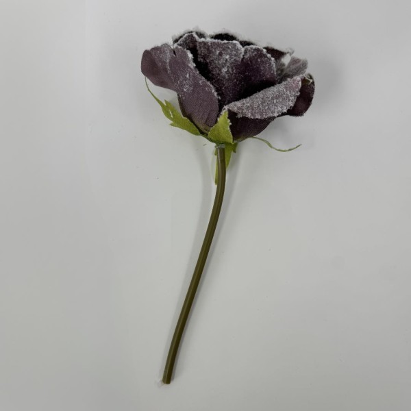 Deko Rose mit Schnee - 15 cm 2432-21