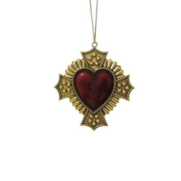 Deko Anhänger "Herz mit Punkten" - Dunkelrot K709564-f