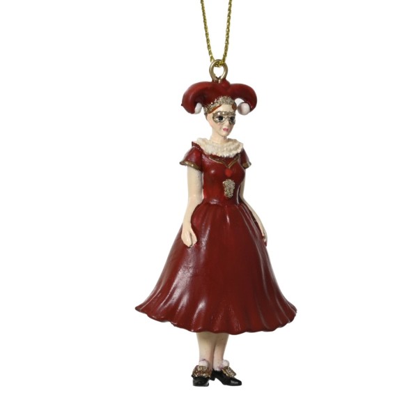 Harlekin Figur "Frau in rotem Kleid" - 7,5 cm K398540-f