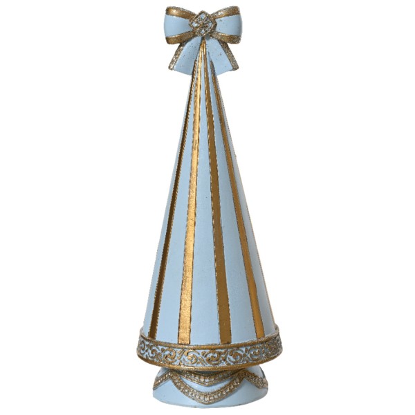 Verzierter Mini-Weihnachtsbaum "Blau mit goldenen Linien" - 19cm