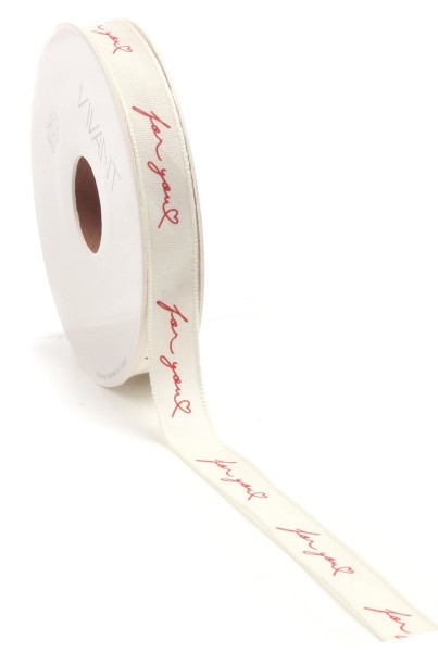 Dekoband "for you" weiß/rot / V4575.2012.20