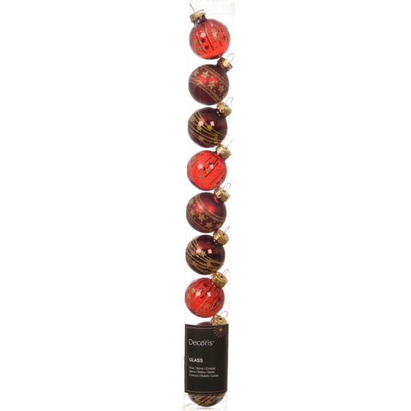 9er Set Weihnachtskugeln 3cm - Rot K011803
