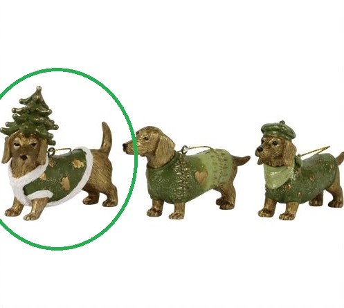 Hund mit Tanne 8,5 cm H4167Tanne