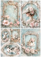 Reispapierset "Traum in Turkis" 8 Bogen Reispapierset "Traum in Turkis" 8 Bogen