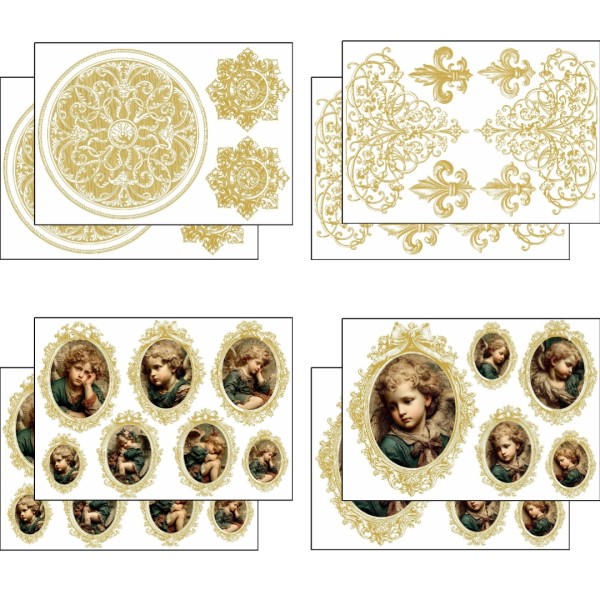 Wasser-Transferset "Engel und Ornamente" - 8 versch. Designs