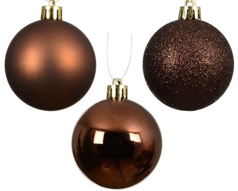 10er Set Weihnachtskugeln 6cm - Braun