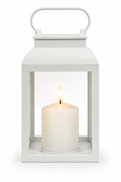 LED Outdoor Kerze mit Laterne - 25cm - Weiß