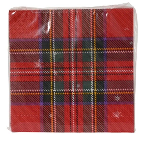 20 Servietten "Kariertes Muster" – Rot/Grün/Gelb – 33 x 33 cm K368221