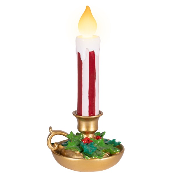 LED Weihnachtskerze mit Timer - Rot/Weiß - 24cm K481011