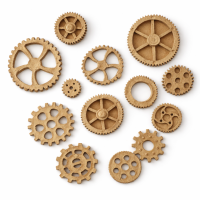 Zahnrad Set aus Holz in versch. Größen (13 Stk.)
