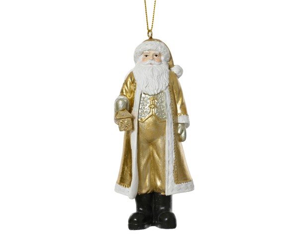 Weihnachtsmann aus Polyresin – Gold – 12,5 cm