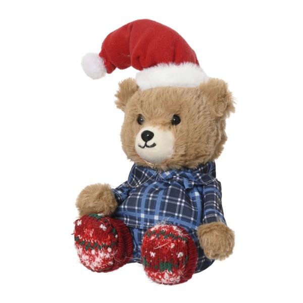 Deko Teddybär f. Weihnachten mit Mütze - 20 cm K729495-b