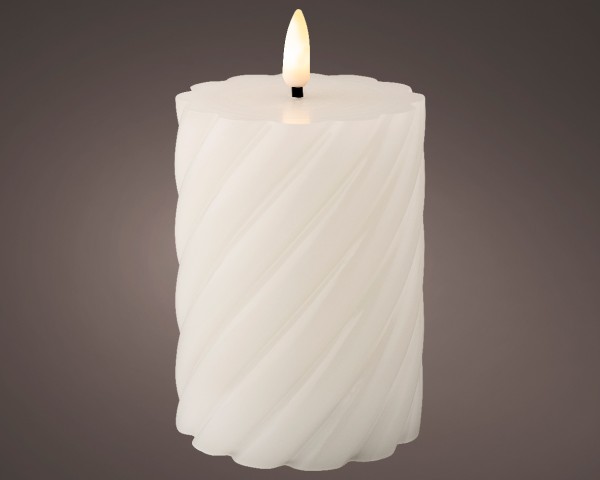 LED Kerze Weiß 12,5 cm (Swirl)