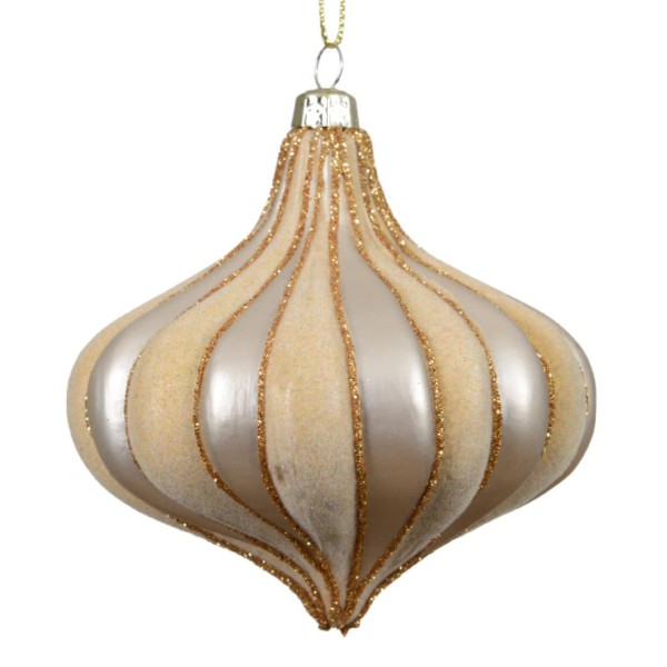 Weihnachtskugel Zwiebel-Form aus Polystyren – Silber/Gold – 10 cm K028450-b