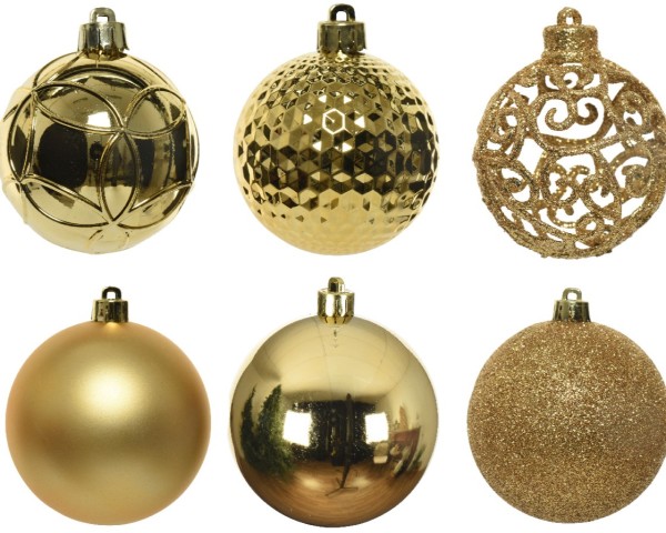 37er Set Bruchsichere Weihnachtskugeln 6cm - Gold K020800