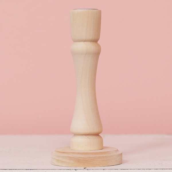 Kerzenleuchter Holz 16,5cm natur mit Metalleinlage P5905