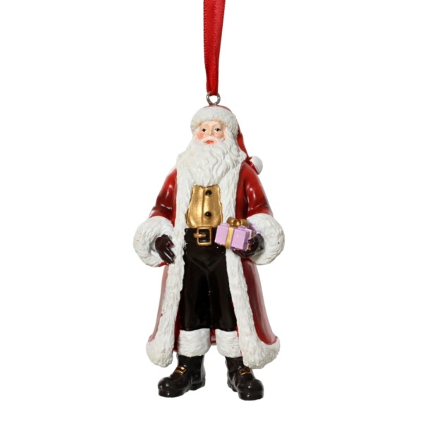 Deko-Anhänger "Weihnachtsmann mit Geschenk" – Rot/Gold/Lila 537513-a