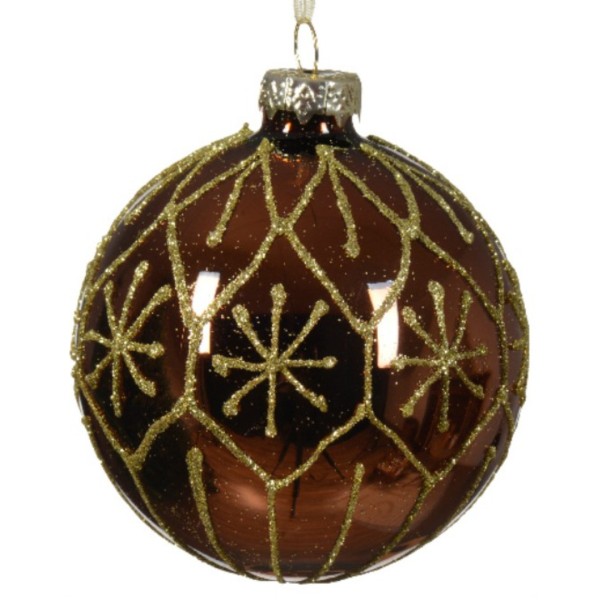 Weihnachtskugel aus Glas "Braun" - metallic K070291-b