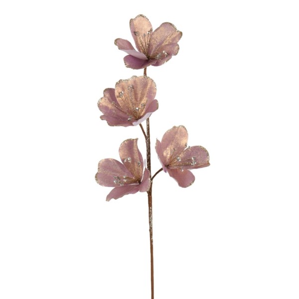 Dekoblume "Magnolie" - Lila/Gold - 59cm K202168