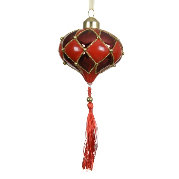 Weihnachtskugel "Ornament" (schmal) - Rot K071001-e