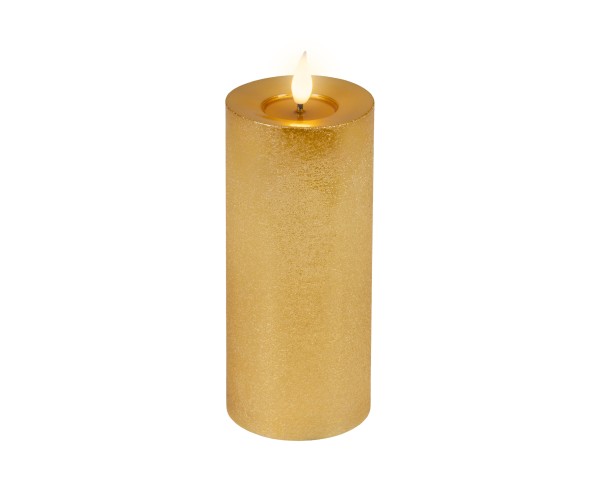 LED Kerze Wachs mit Flackereffekt Gold - 20cm K480529