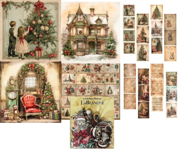 Papierset "Weihnachten 2025" - 8 Papiere, 8 Tags, 62 Gelaserte Elemente LBA-Set8