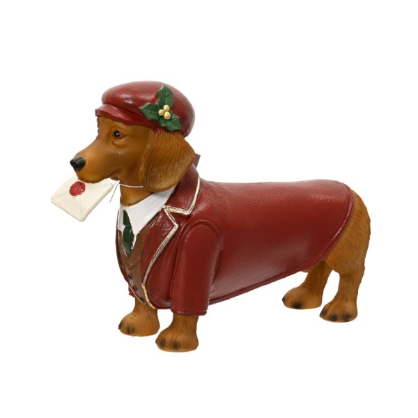 Deko Figur "Weihnachts Dackel" - Rot - 12cm K703762-b