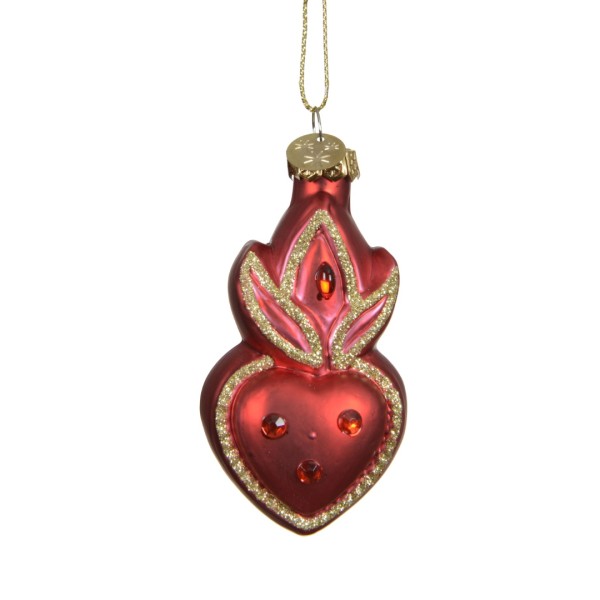 Herz Anhänger mit Flamme 8 cm - Rot K129599-a