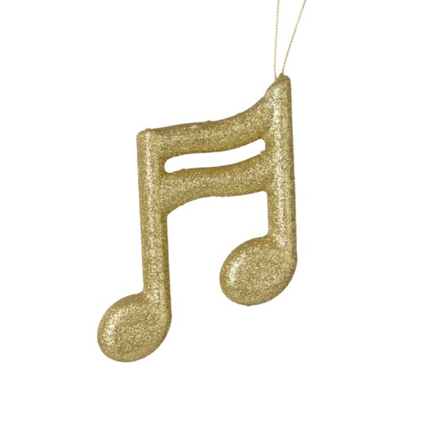 Weihnachtsanhänger Doppel-Achtelnote – Schaumstoff mit Glitter – Gold – 15 cm K457521-c