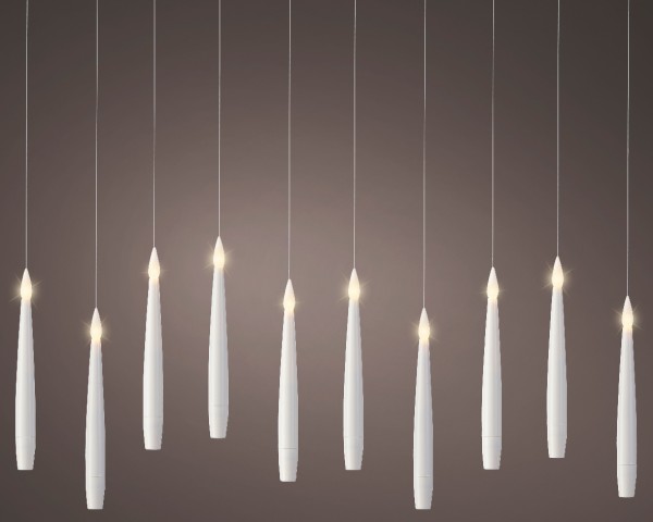 LED Hängekerzen 10er-Set – Weiß – 15 cm