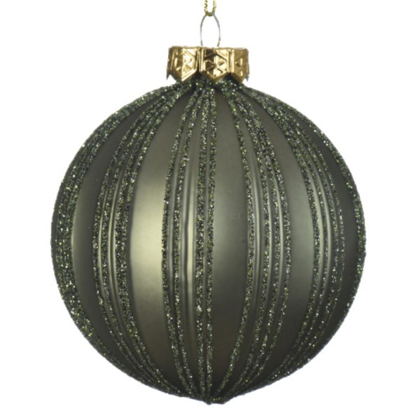 Glas-Kugel - Grün mit Streifen K062593-b