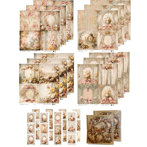 Papierset "Spring / Ostern" - 12x Papiere, 12x Tags, 2x Gelaserte Elemente
