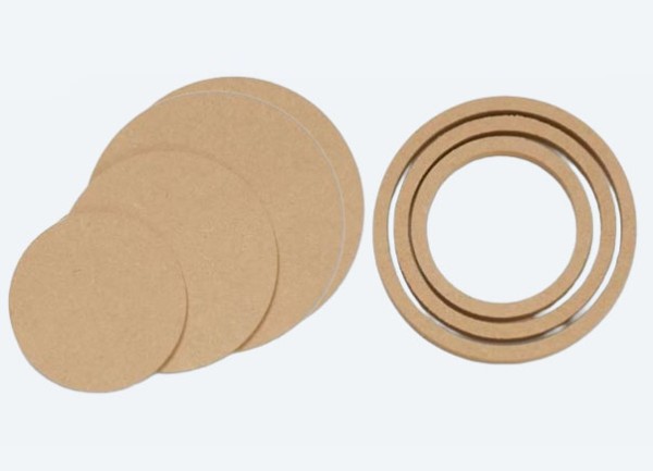MDF Rahmenset Rund 3 Stck + 1 zusätzliche Rückwand