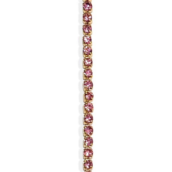 Miniatur Strasskette "Premium" - Rosa 1,5 Meter - 1,5mm Breit