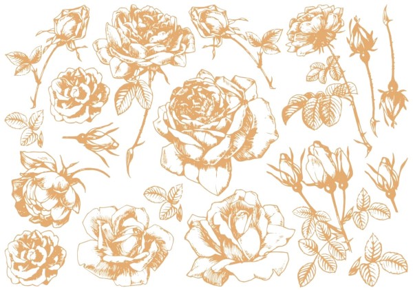 Metallic Transfermotiv "Blumen" 3 - Gold