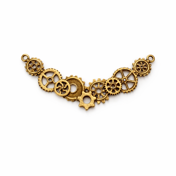 Verbundene Steampunk Zahnräder - Gold Antik