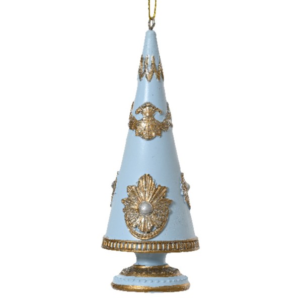 Verzierter Mini-Weihnachtsbaum "Blau mit Ornamenten" - 11cm