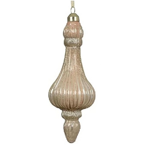 2er Set Weihnachtskugeln Glas 6x17cm - Rose