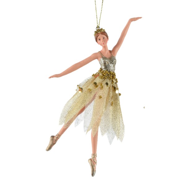 Fee mit langem Kleid aus Kunststoff – Gold – 16,5 cm