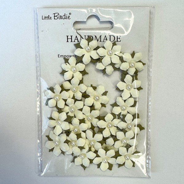 Handgemachte Papierblumen "Elira - Ivory Pearl" Elfenbein Perlmutt (24 Stk.) CR103059