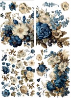 Transfermotiv-Set "Blau & Creme Flowers" 4 Bogen Transfermotiv-Set "Blau & Creme Flowers" 4 Bogen