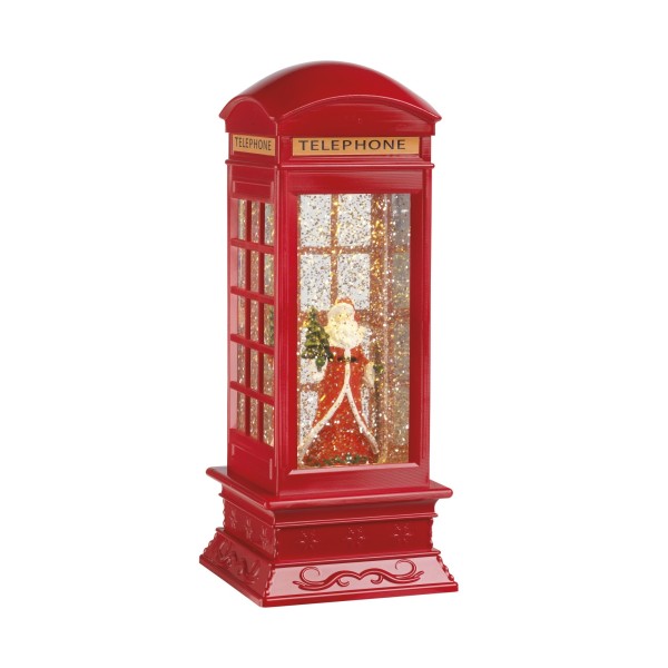 LED Weihnachtsdekoration mit Schnee "Telefonzelle" - Rot - 27cm K480972