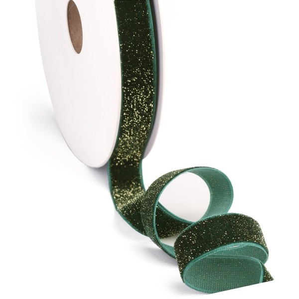 Dekoband "Metallic Velvet ribbon" 10m - Dunkelgrün V4707.1016.69