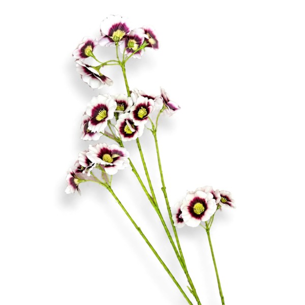 Dekoblume "Satinblume" 65cm – Weiß-Purpur 155236
